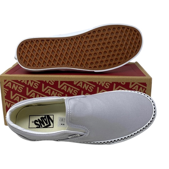 VANS Classic Slip On Check Gray Casual Shoes Canvas Women Size Skate VN000XG8UKX - Picture 4 of 11